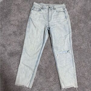 American Eagle Acid Washed Cropped Mom Jeans